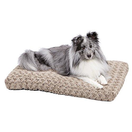 grey plush dog bed